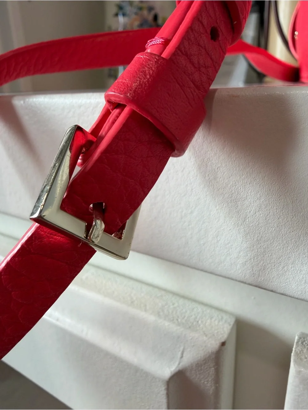 Kate Spade Eden Lane Jacinda Bow Detail Red/ Pink Leather Clutch Crossbody Bagu